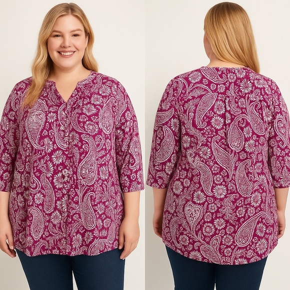 Denim 24/7 Purple Blouse 24W - Picture 1 of 5